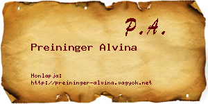 Preininger Alvina névjegykártya